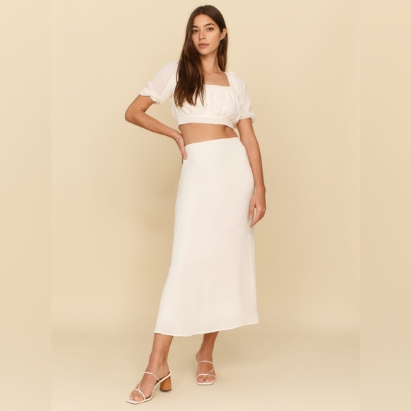 Reformation Two Piece Set | Top & Midi Skirt | Ivory | Size: 8 - Picture 6 of 6